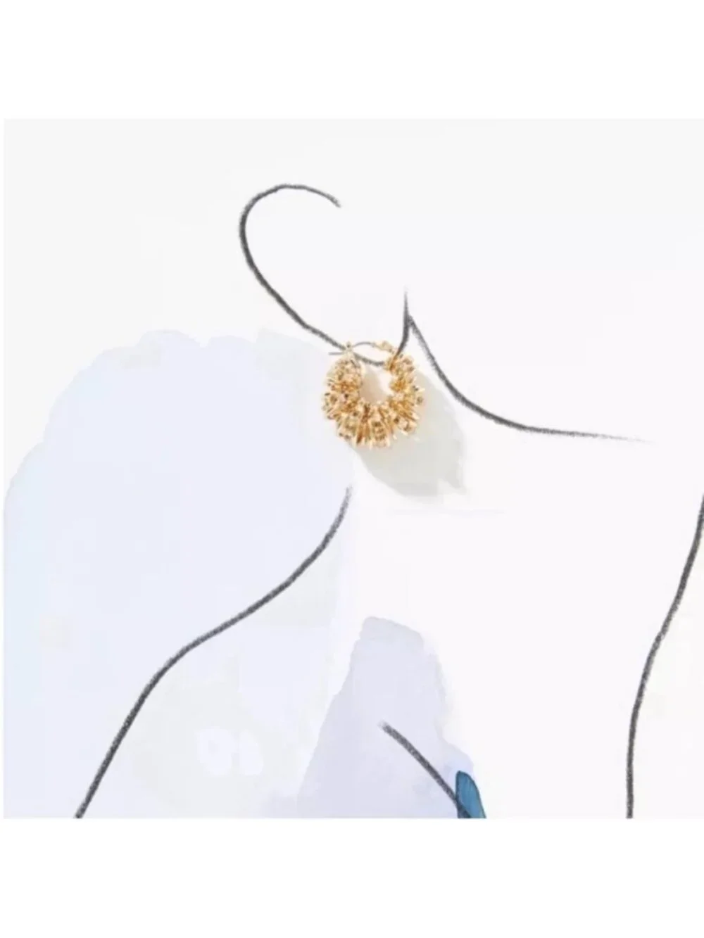 New! Anthropologie Gold Crystal Wire Hoop Earrings (2009) NWOT